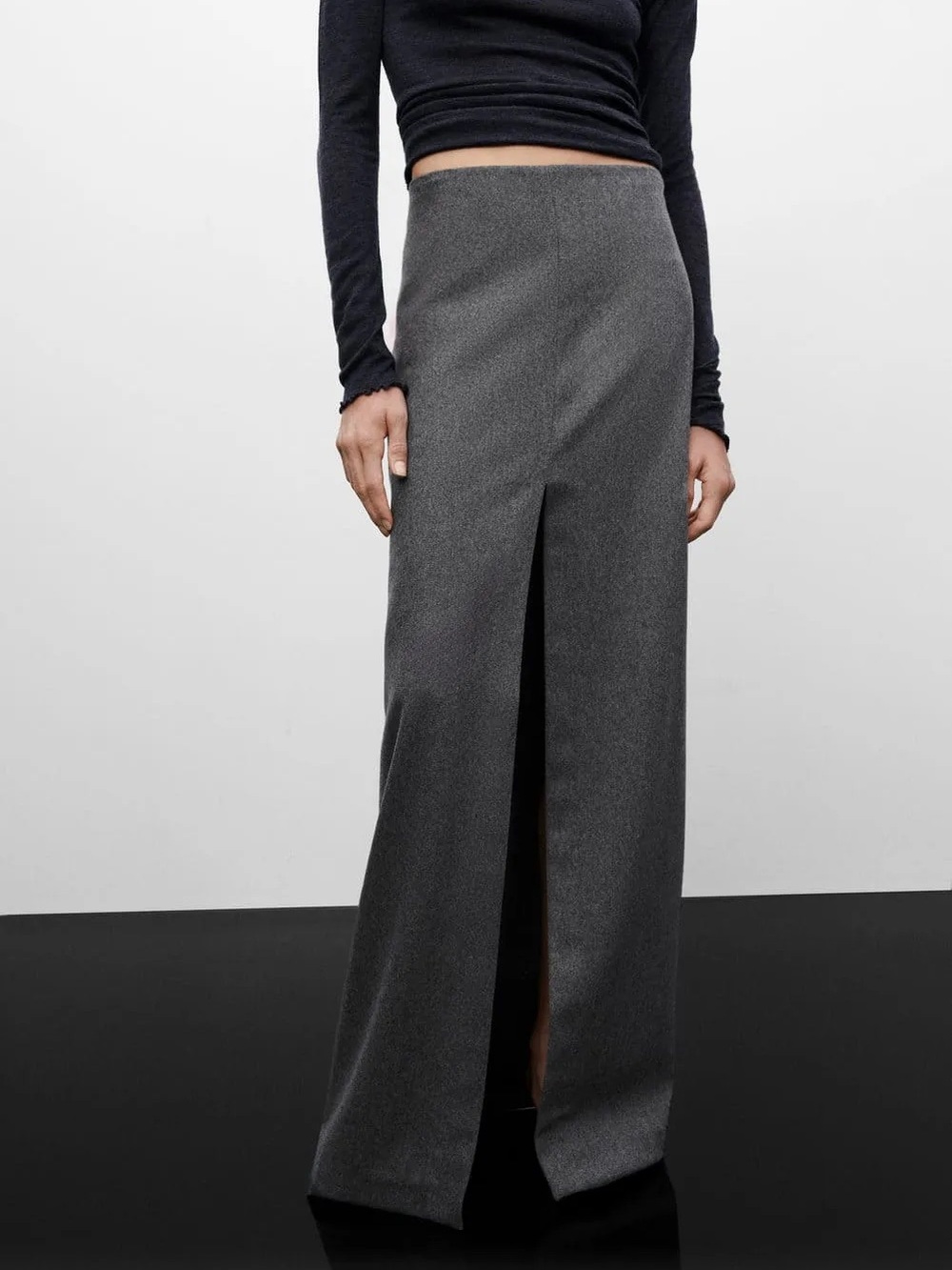 Mango x Jen Ceballos Wool Skirt with Slit Size M